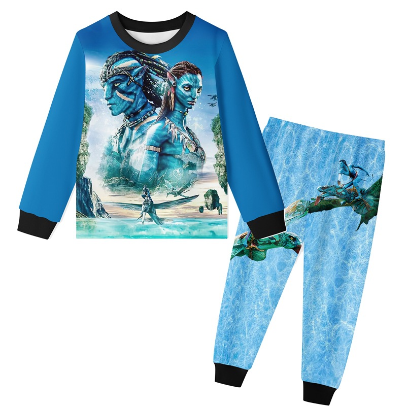 Avatar Second The Way Of Water Print Girl Boys Long Sleeve Pajamas Set