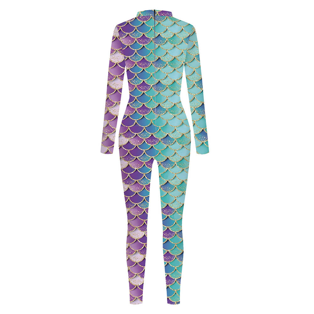 Womens Mermaid Leotard Halloween Cosplay Dance Bodysuit Costume