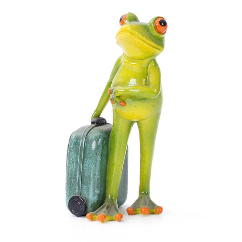 Frog With Suitcase Sculptures Home Decor Indoor Garden Decorations