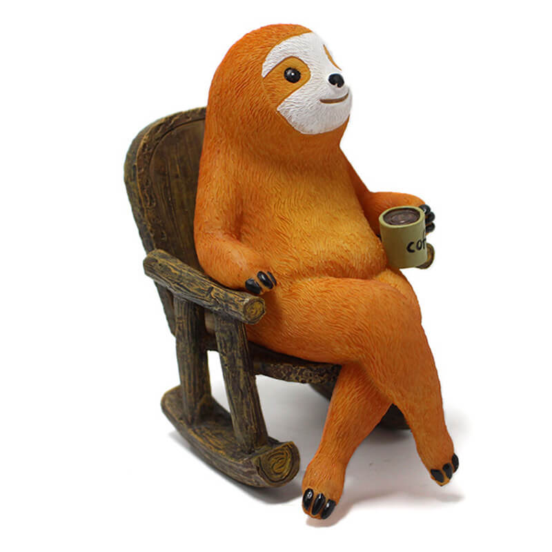 Rocking Chair Sloth Lawn Garden Statue Figurines Indoor Home Decor