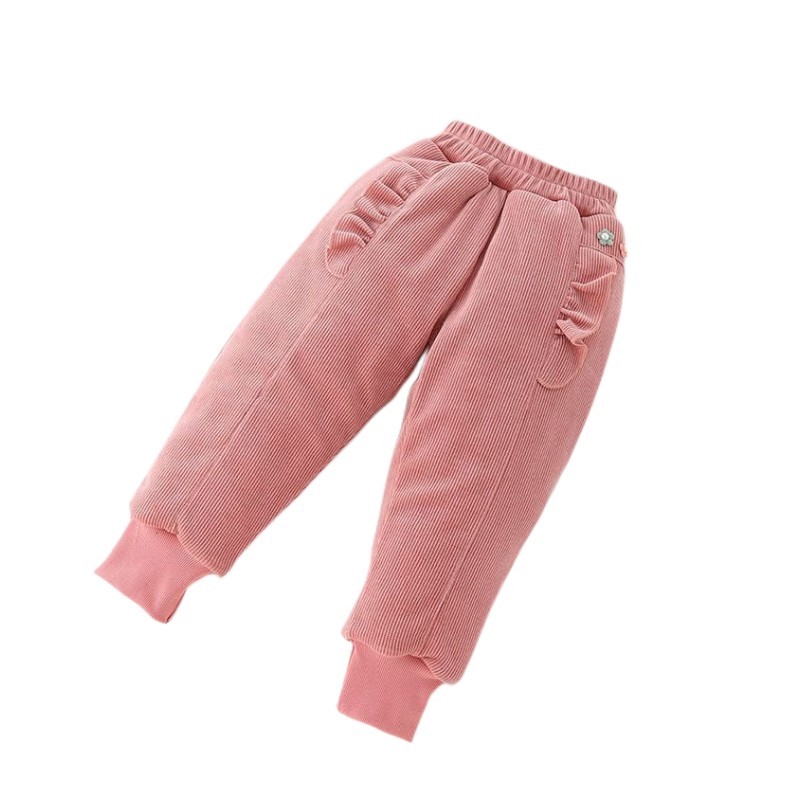 Kids Ankle Banded Winter Fleece Lined Three Layers Quilted Pants