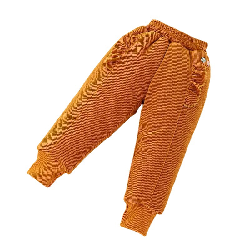 Kids Ankle Banded Winter Fleece Lined Three Layers Quilted Pants