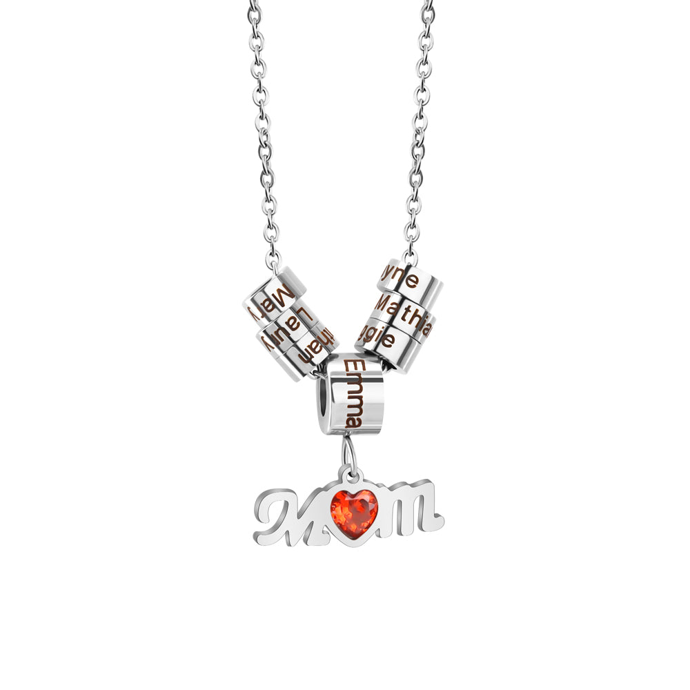 Mom Charm Necklace With Custom Name Beads