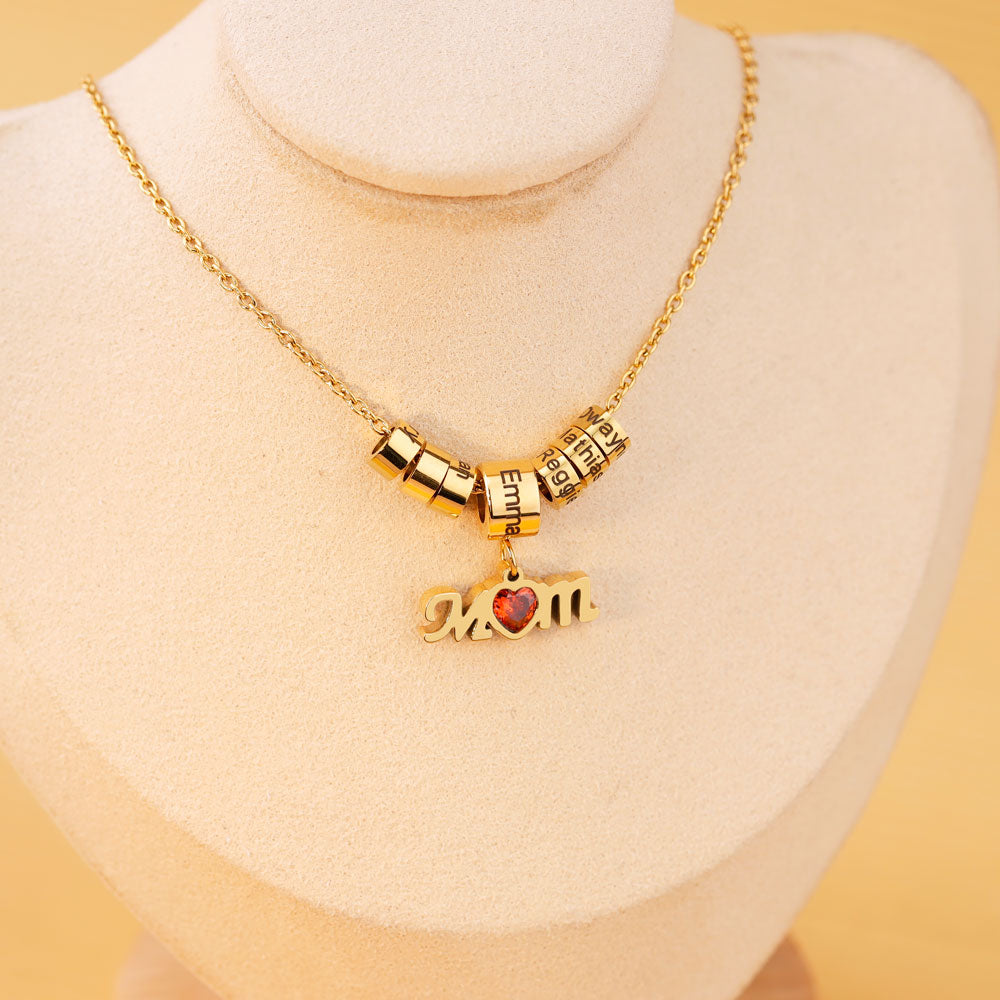Mom Charm Necklace With Custom Name Beads