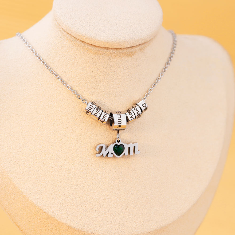 Mom Charm Necklace With Custom Name Beads