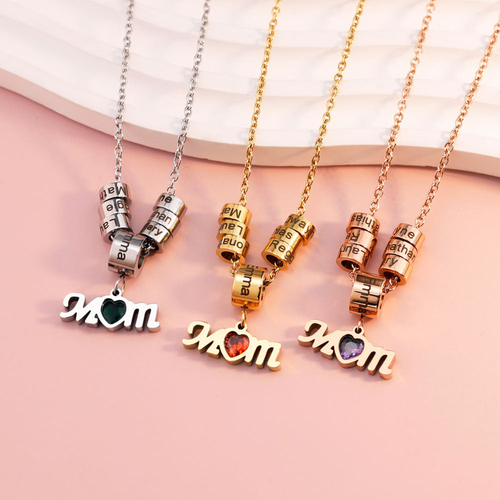 Mom Charm Necklace With Custom Name Beads