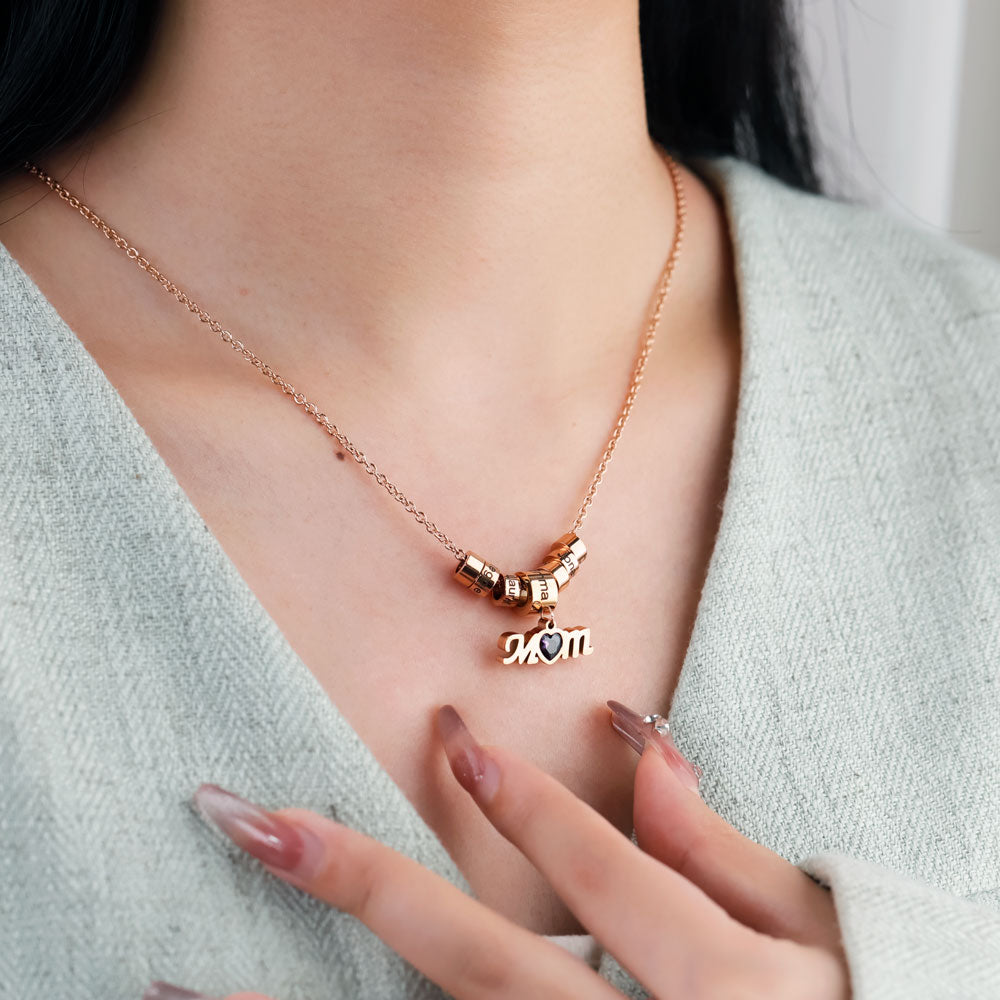Mom Charm Necklace With Custom Name Beads