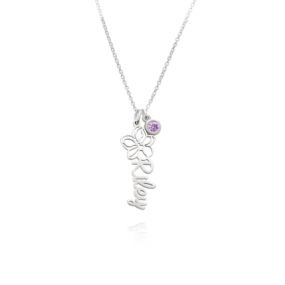 Blooming Birth Flower Name Necklace