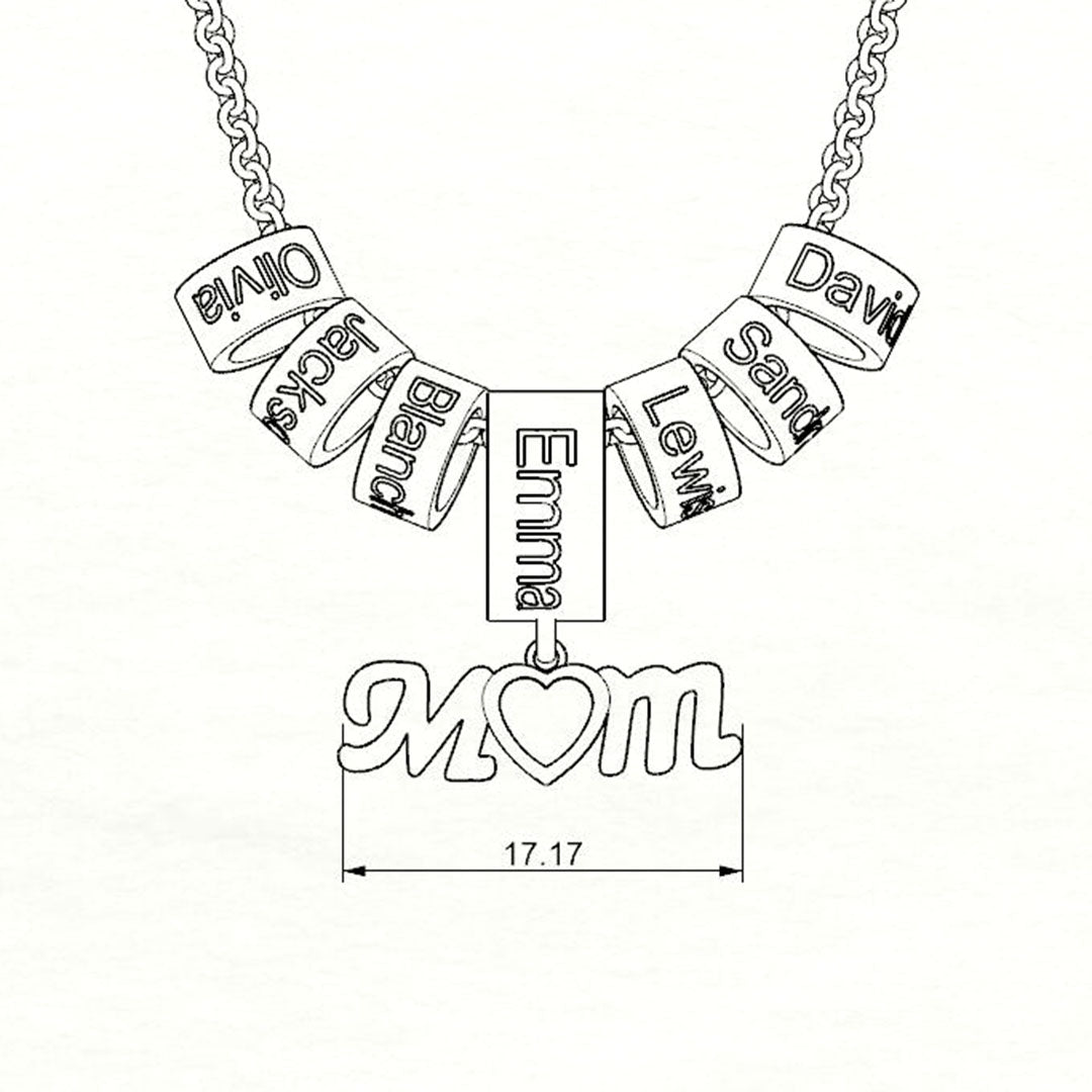 Mom Charm Necklace With Custom Name Beads