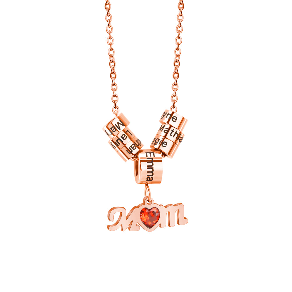 Mom Charm Necklace With Custom Name Beads