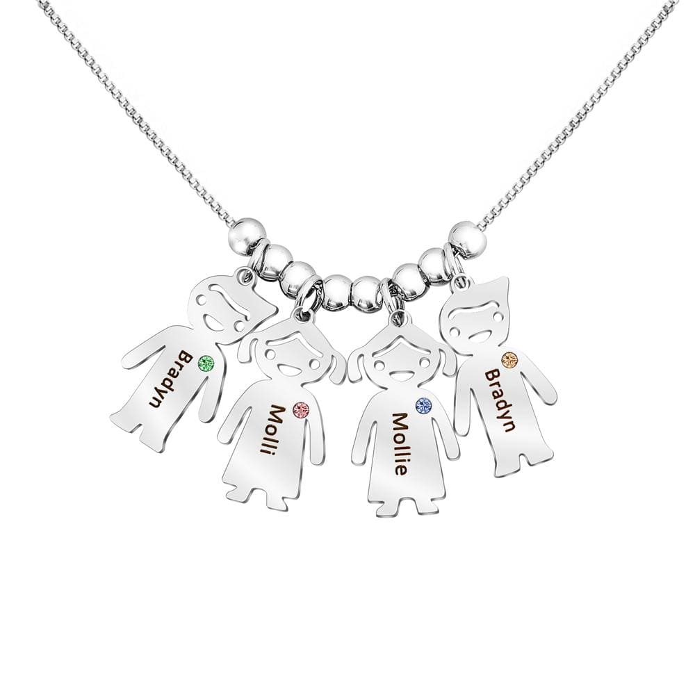Personalized Children Shape with Birthstone & Name Necklace