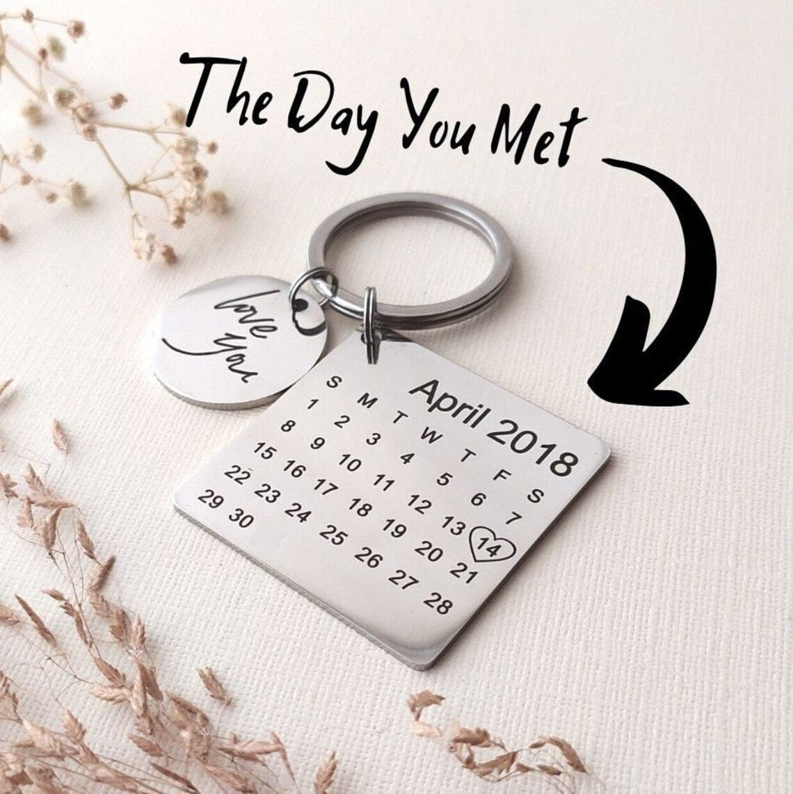 Anniversary Gift Personalized Date Calendar Keychain
