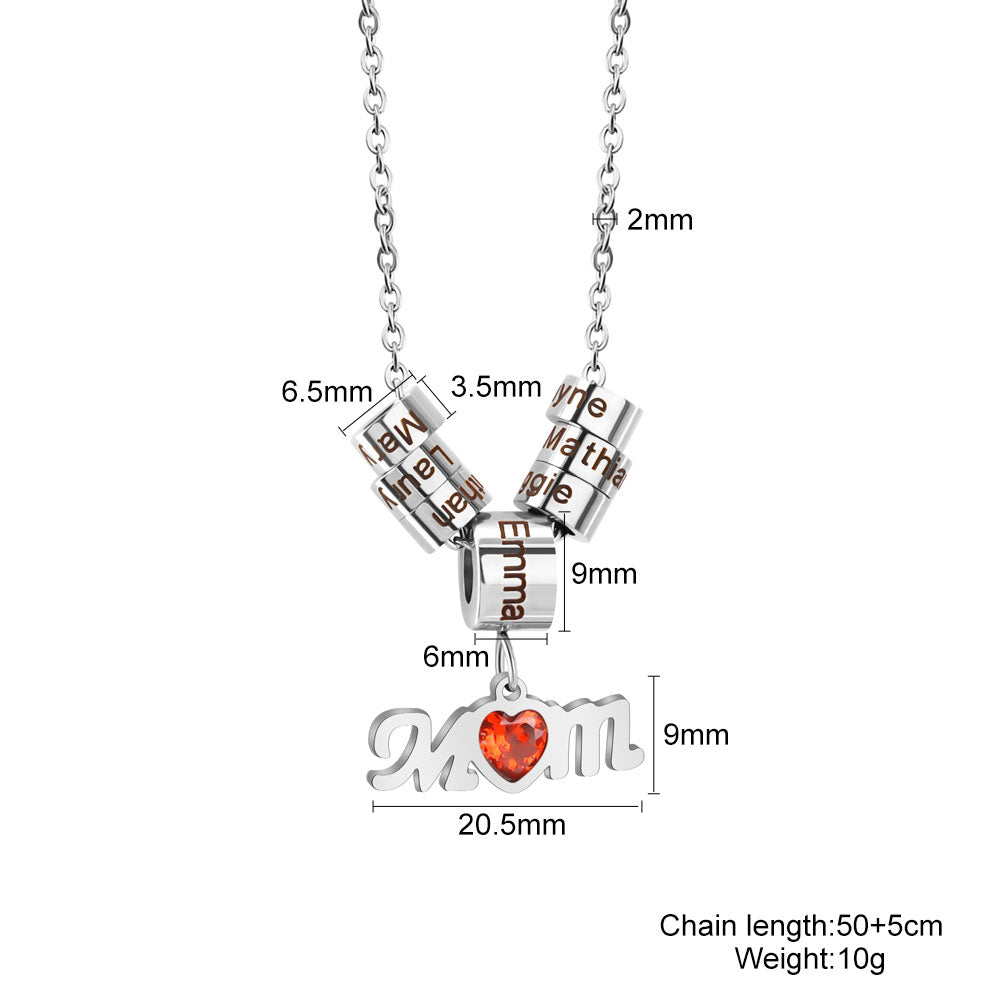 Mom Charm Necklace With Custom Name Beads