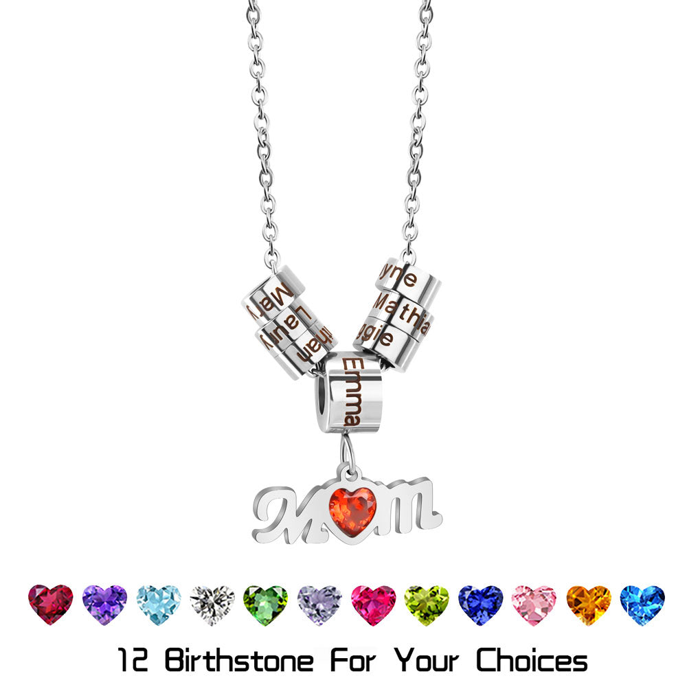Mom Charm Necklace With Custom Name Beads