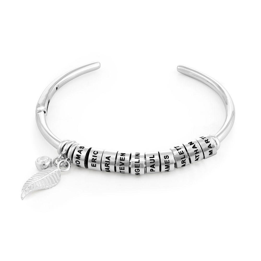 Bangle Bracelet with Leaf And Custom Beads