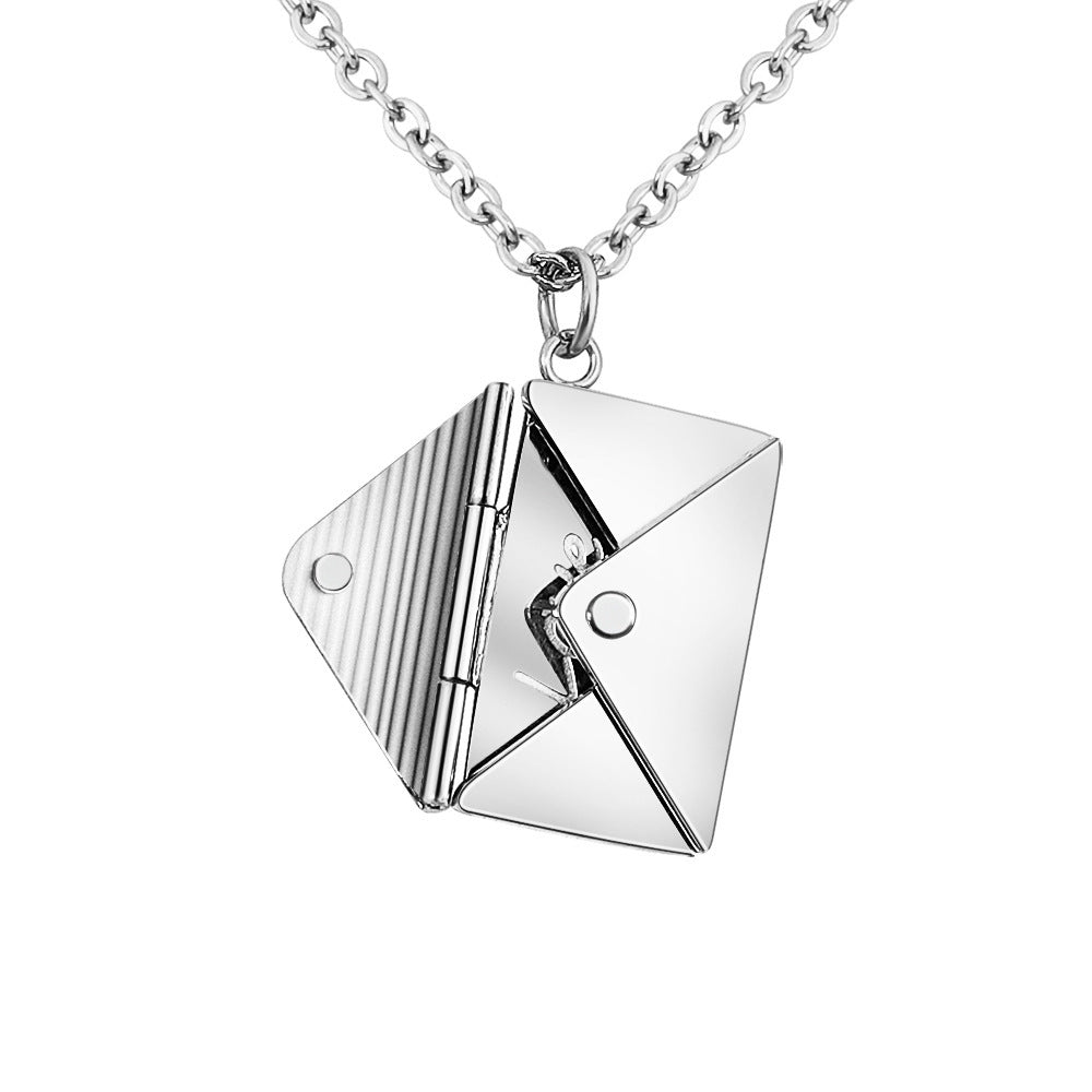 Valentine's Day Gift!Custom Engraved Envelope Necklace For Mom Girlfri