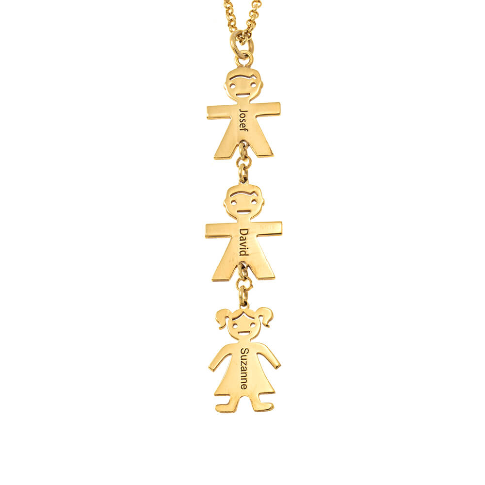 Vertical Mother’s Necklace With Kids