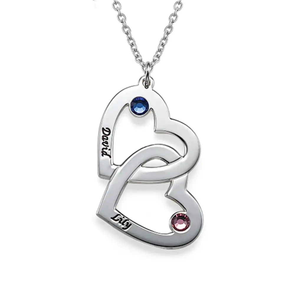Valentine's Day Gift! Personalized Heart in Heart Birthstone Necklace