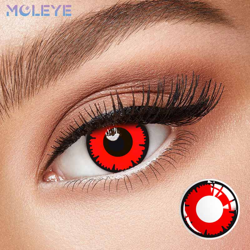 MCLEYE Red Floral Rim Yearly Cosplay Contact Lenses