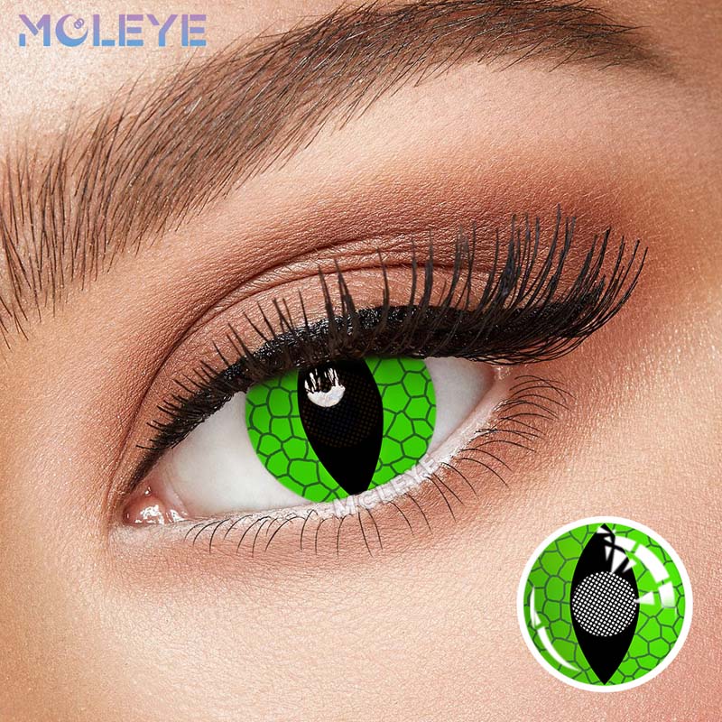 MCLEYE Green Snake Eyes Cosplay Yearly Colored Contact Lenses