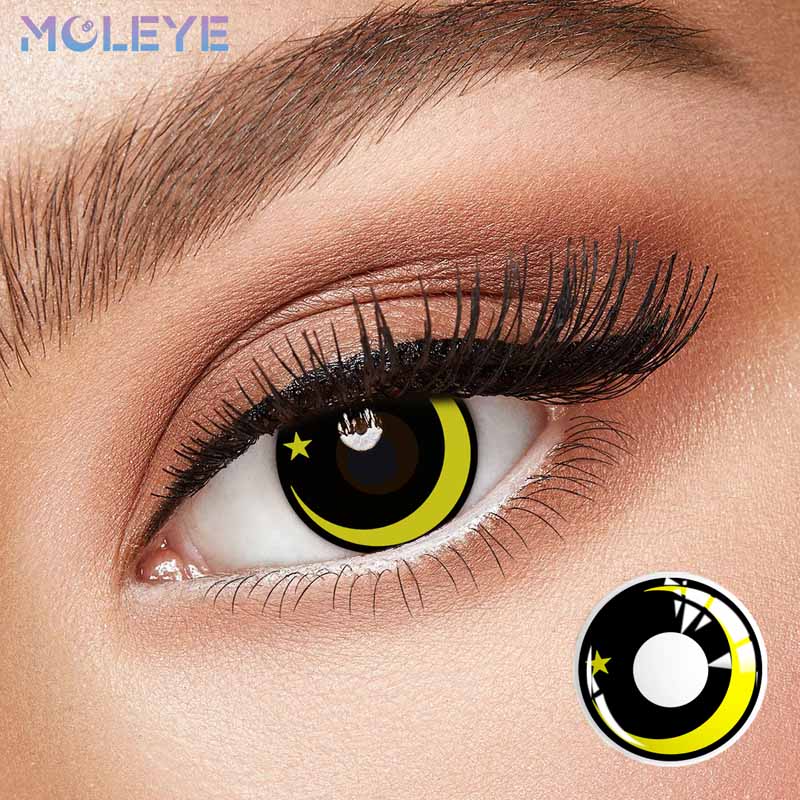 MCLEYE Moon Star Yellow Yearly Cosplay Contact Lenses