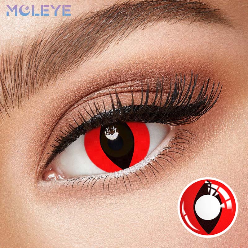 MCLEYE Red Cat Eyes Cosplay Yearly Colored Contact Lenses