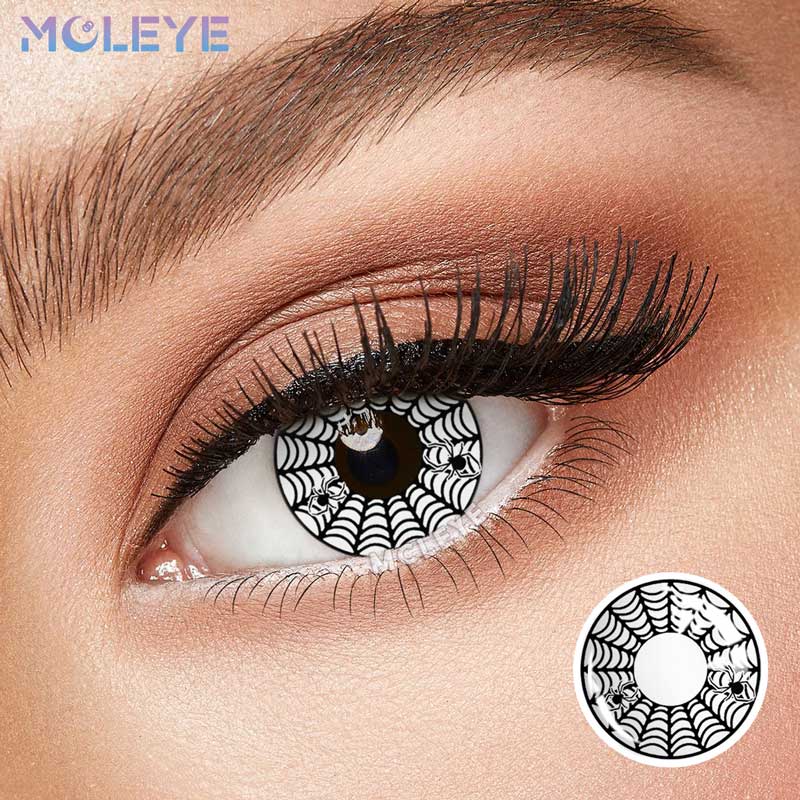 MCLEYE Spider Web White Cosplay Yearly Colored Contact Lenses