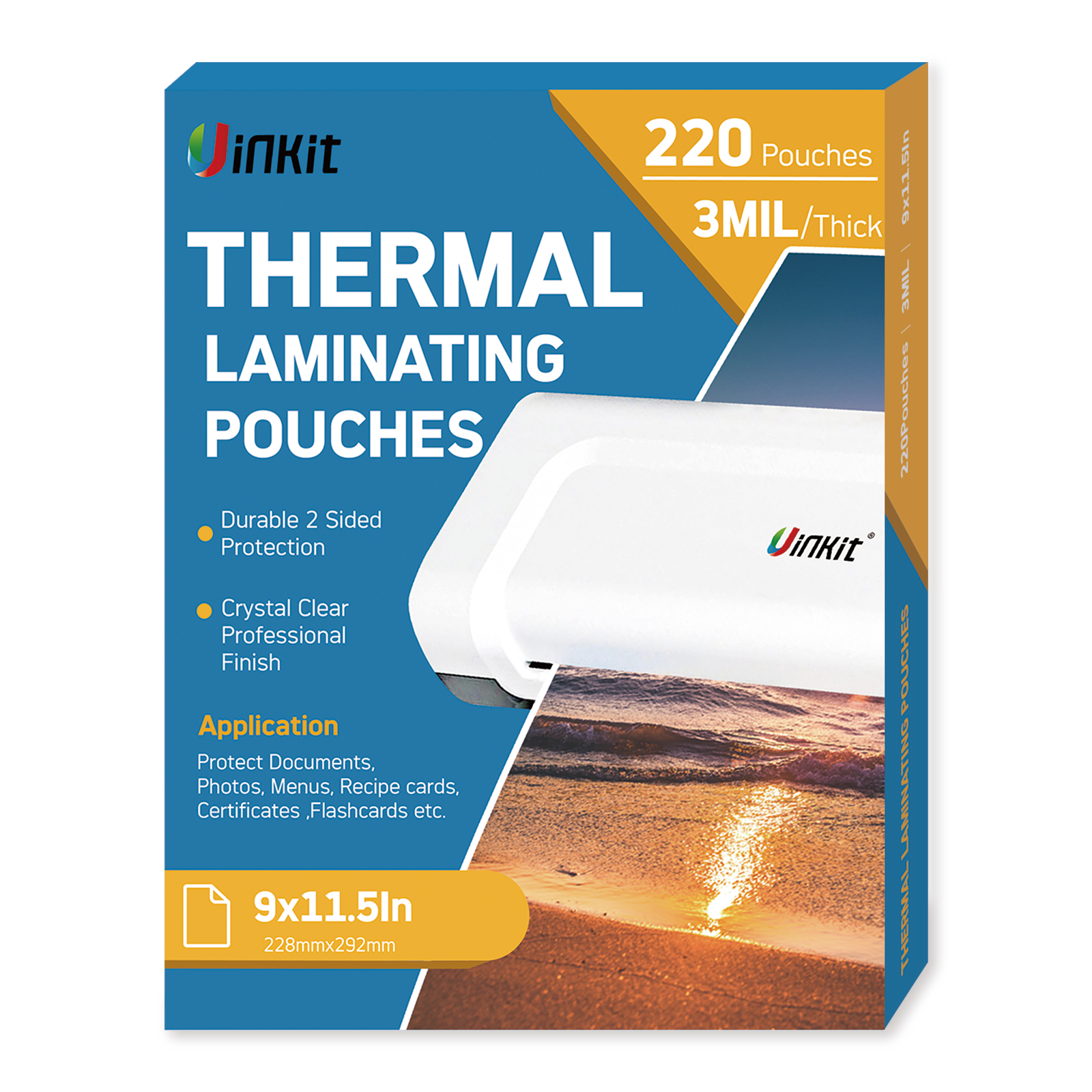 No Heat Laminating Sheets Self Sealing 8.5 x 11 inch, 100 Pack, 4mil Thickness, Transparent, No Machine Self Adhesive Laminating Sheets, Protect
