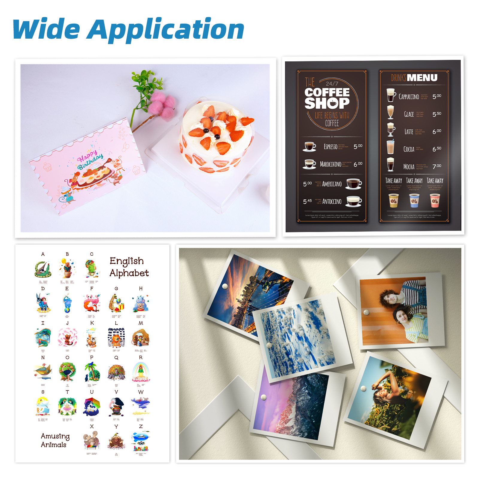 100 Sheets Thick Heavyweight Photo Paper Double Sided Glossy Cardstock 80lb 300Gsm Brochure for Inkjet printer