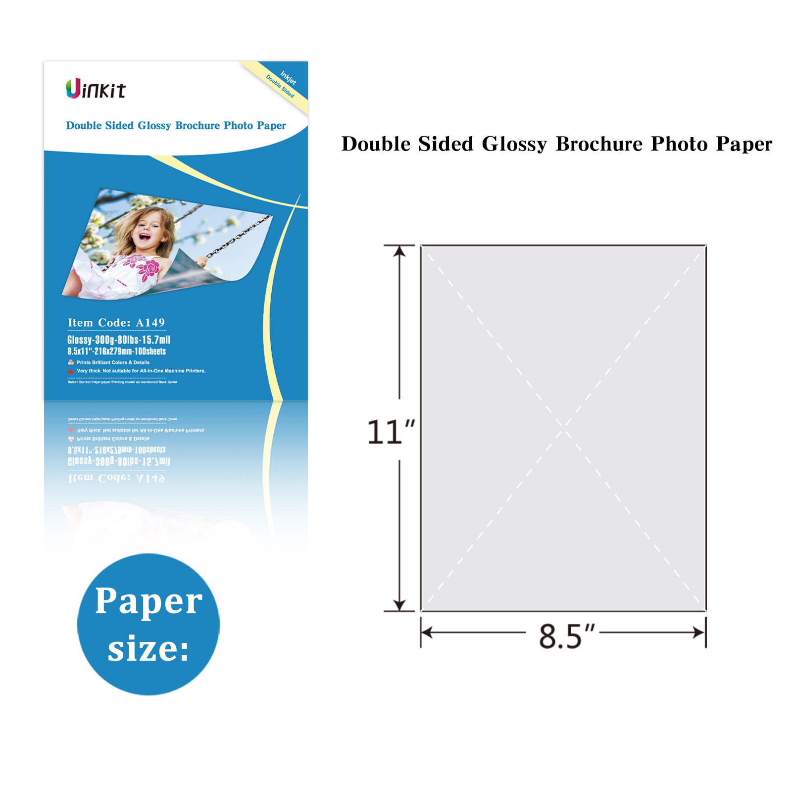 Uink Thick Heavyweight Double Sided Glossy Photo Paper 100 Sheets 80lb