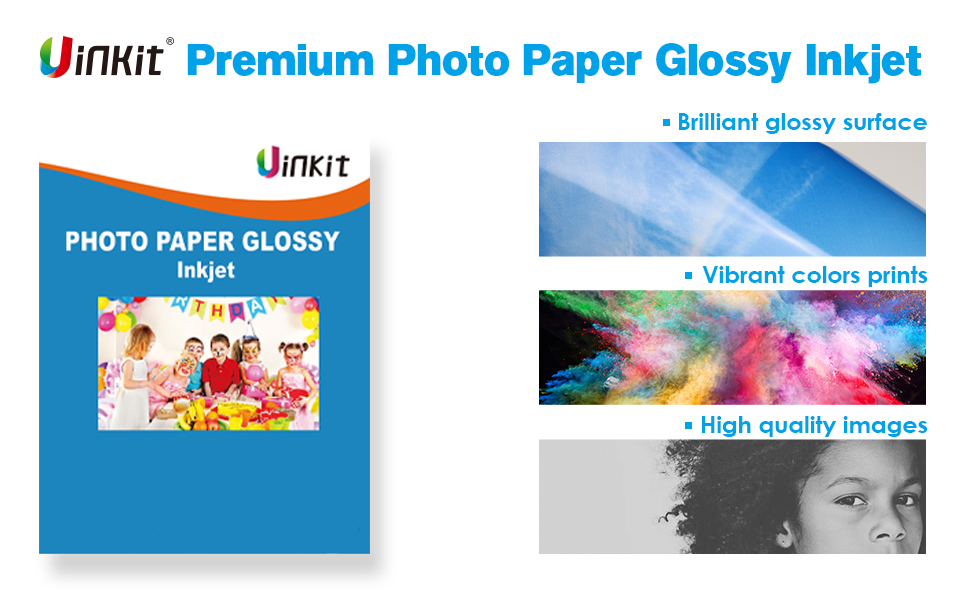 Uinkit 100 Sheets Inkjet Photo Paper Glossy 8.5x11 49lbs Uinkit 100 Sheets Inkjet Photo Paper Glossy 8.5x11 49lbs