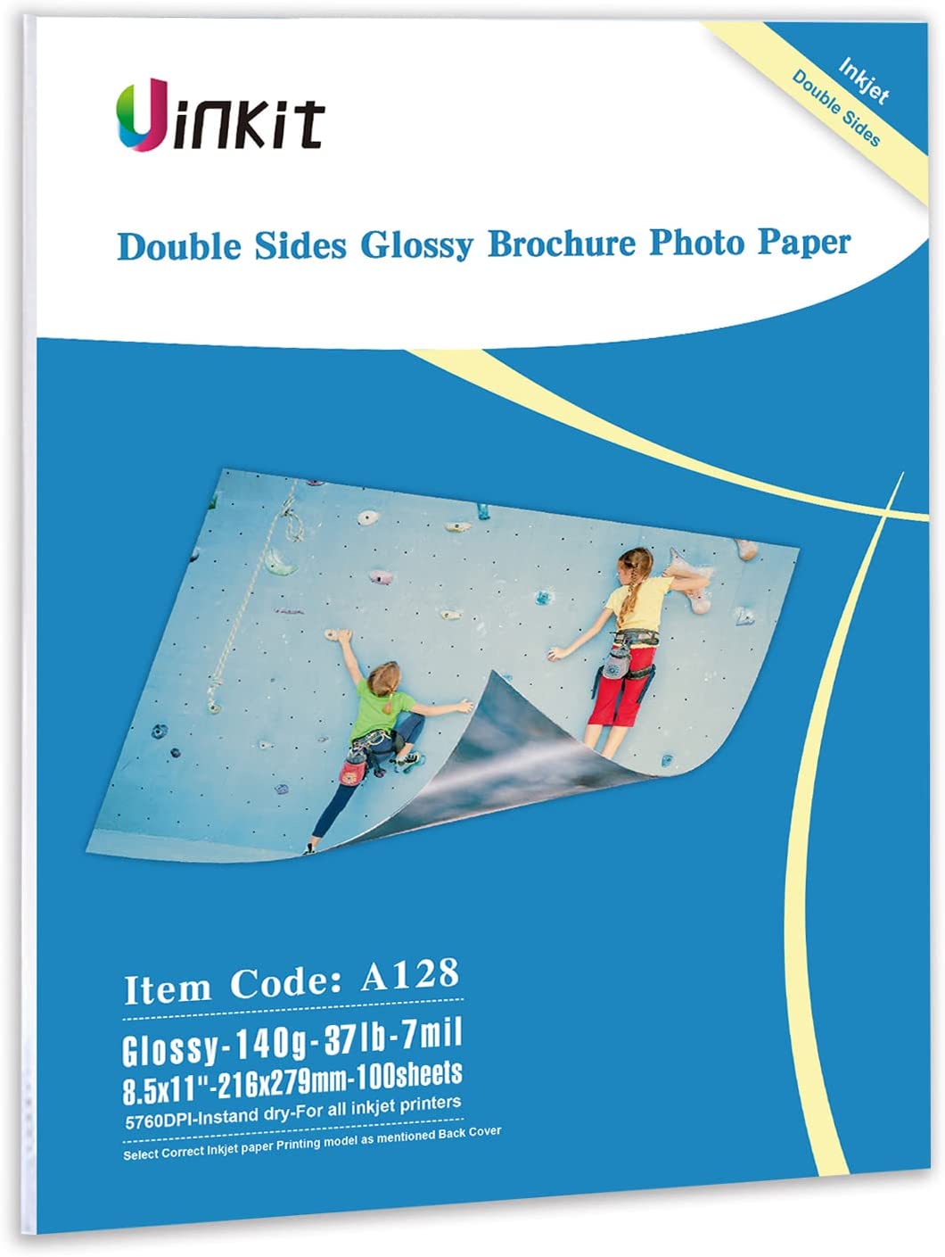 Uinkit 100 sheets Brochure Paper Glossy Double Sided 8.5x11 Inkjet 37l