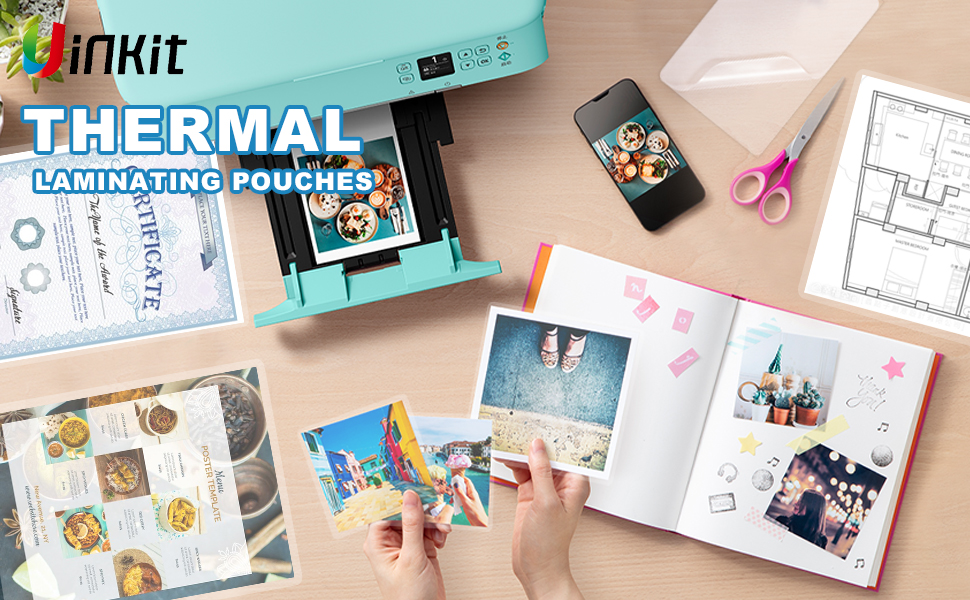 Uinkit Laminating Pouches 11.5x17.5 / 2.3x3.7 / 5.3x7.3 for Sealed 11x17 / 5x7 / 2x3 Menu  Glossy Clear Laminator Pouch Laminating Sheet Rounded Corner