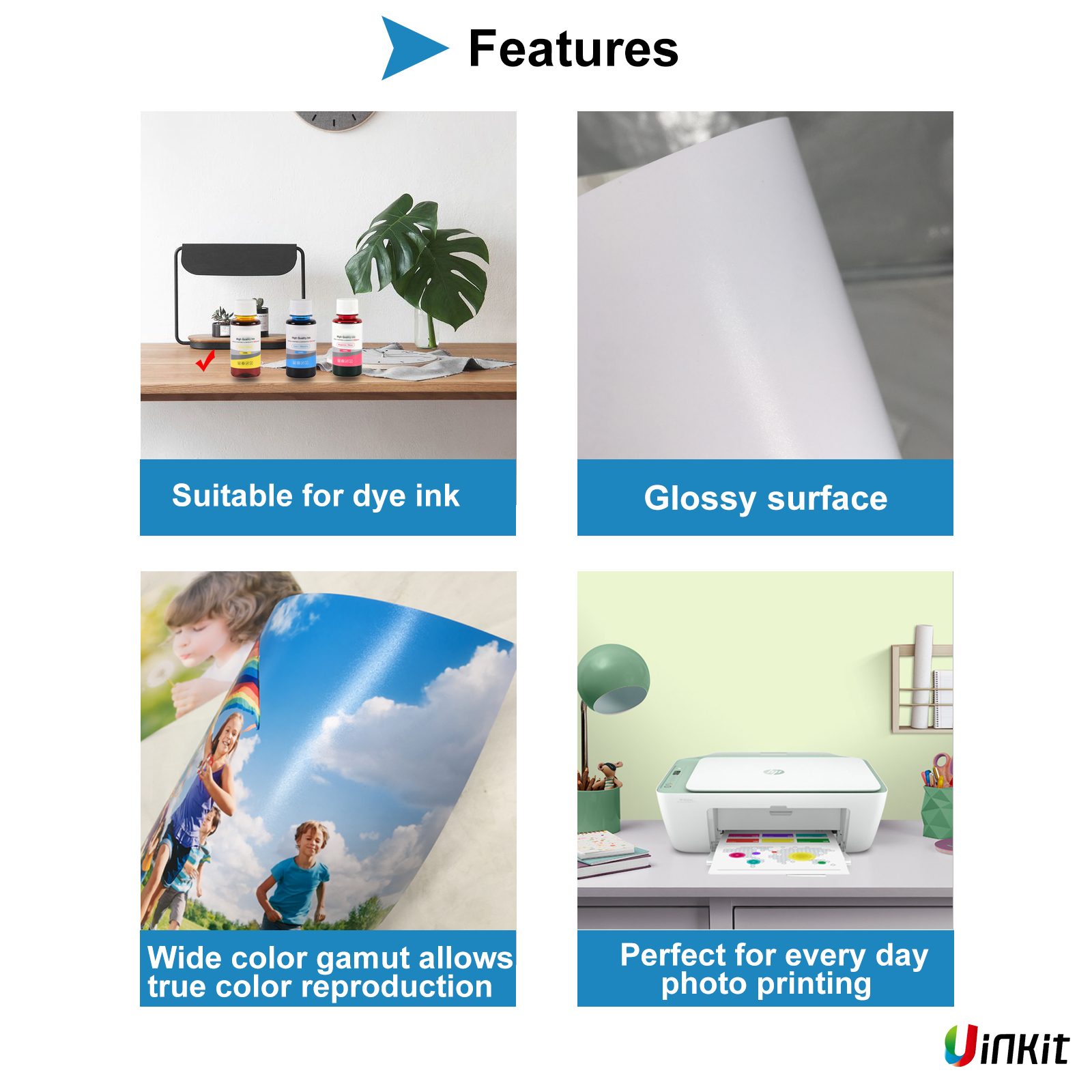 Uinkit  Heavyweight Thick Glossy Inkjet Photo Paper 8x11.5" 100 sheets / 11x17“ 60sheets  69lb 260Gsm 