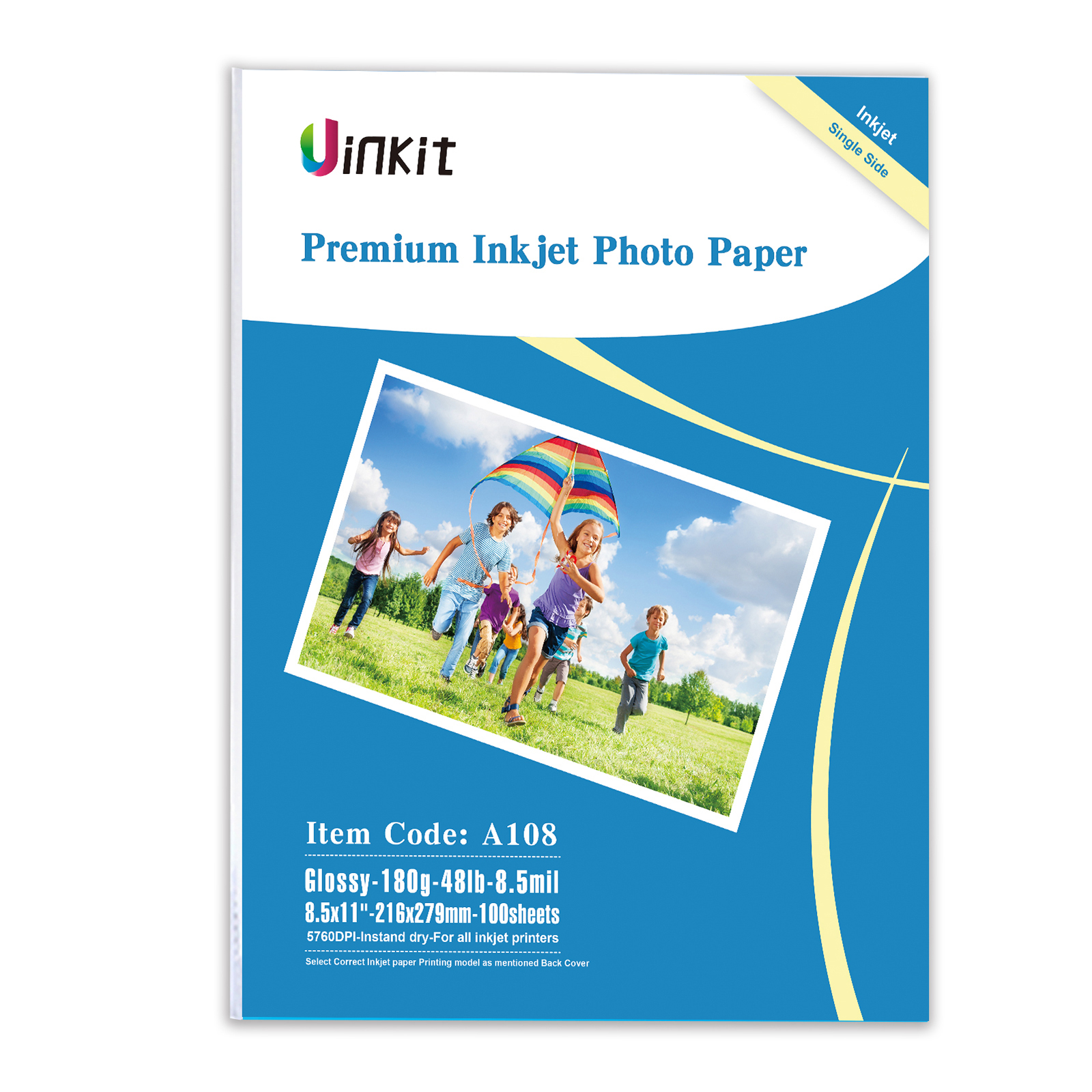 Uinkit 100 Sheets Inkjet Photo Paper Glossy 8.5x11 49lbs Professional Photographic Paper180Gsm 