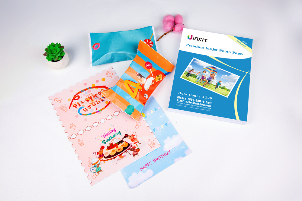 Uinkit 100 Sheets Photo Paper 11x17 Glossy Inkjet 50lb Value Packed Brochure Photographic 11 x 17 Copy Printing A3