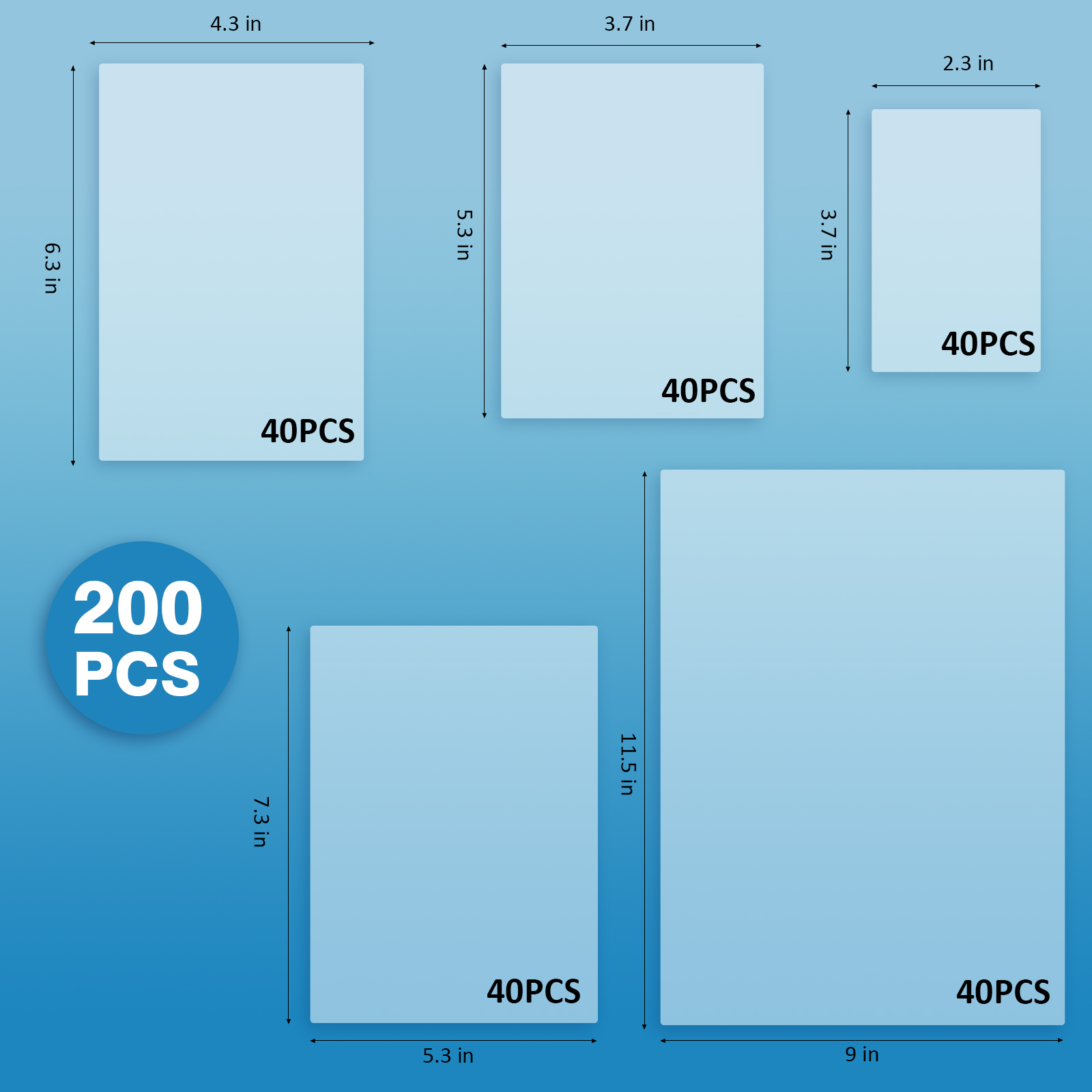 Uinkit 100 Sheets / 200Sheets Laminating Pouches Variety Small Size 5mil Thickness Varity Size Pack 