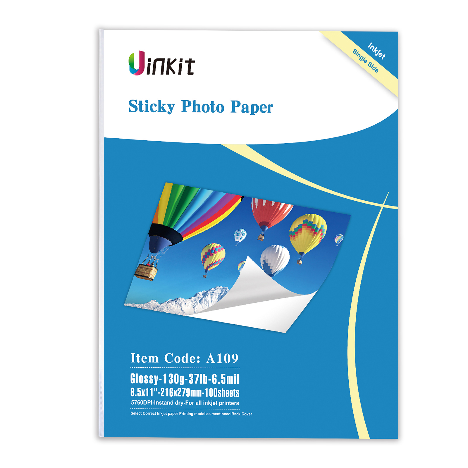 Uinkit 100 sheets Self-Adhesive  Sticker Glossy Paper Photo 8.5x11 Inkjet Self Adhesive Label   135Gsm