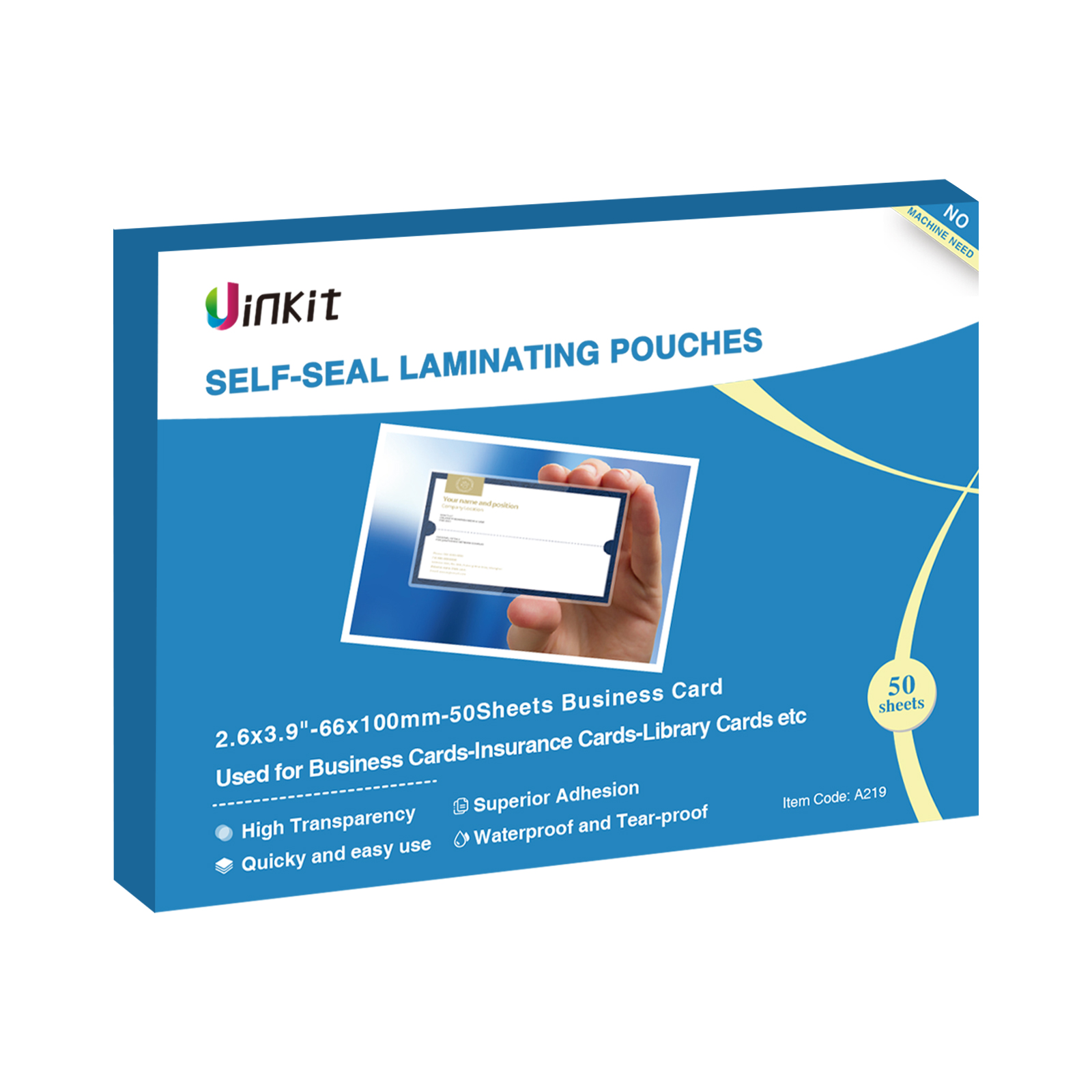 Uinkit Self Sealing Laminating Pouches Self Adhesive Laminating Sheets  2.6x3.9 / 10 x11.5 Size 10Mil Thick Gloss Finish No Machine Need (2.6x3.9Inchesx50Pack)