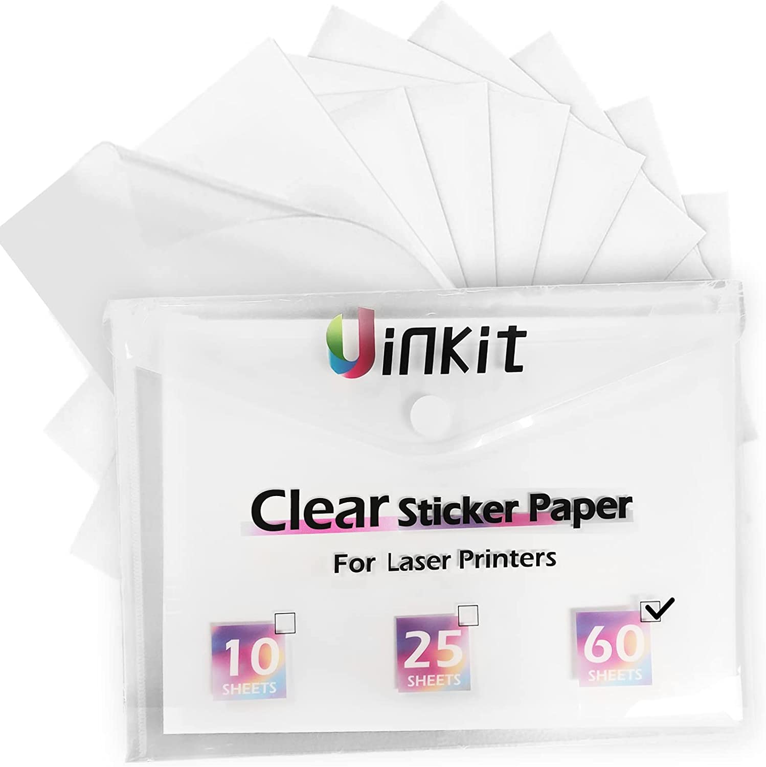 Uinkit Printable Clear Vinyl Sticker For Laser Printer Only 60 Pack Wa