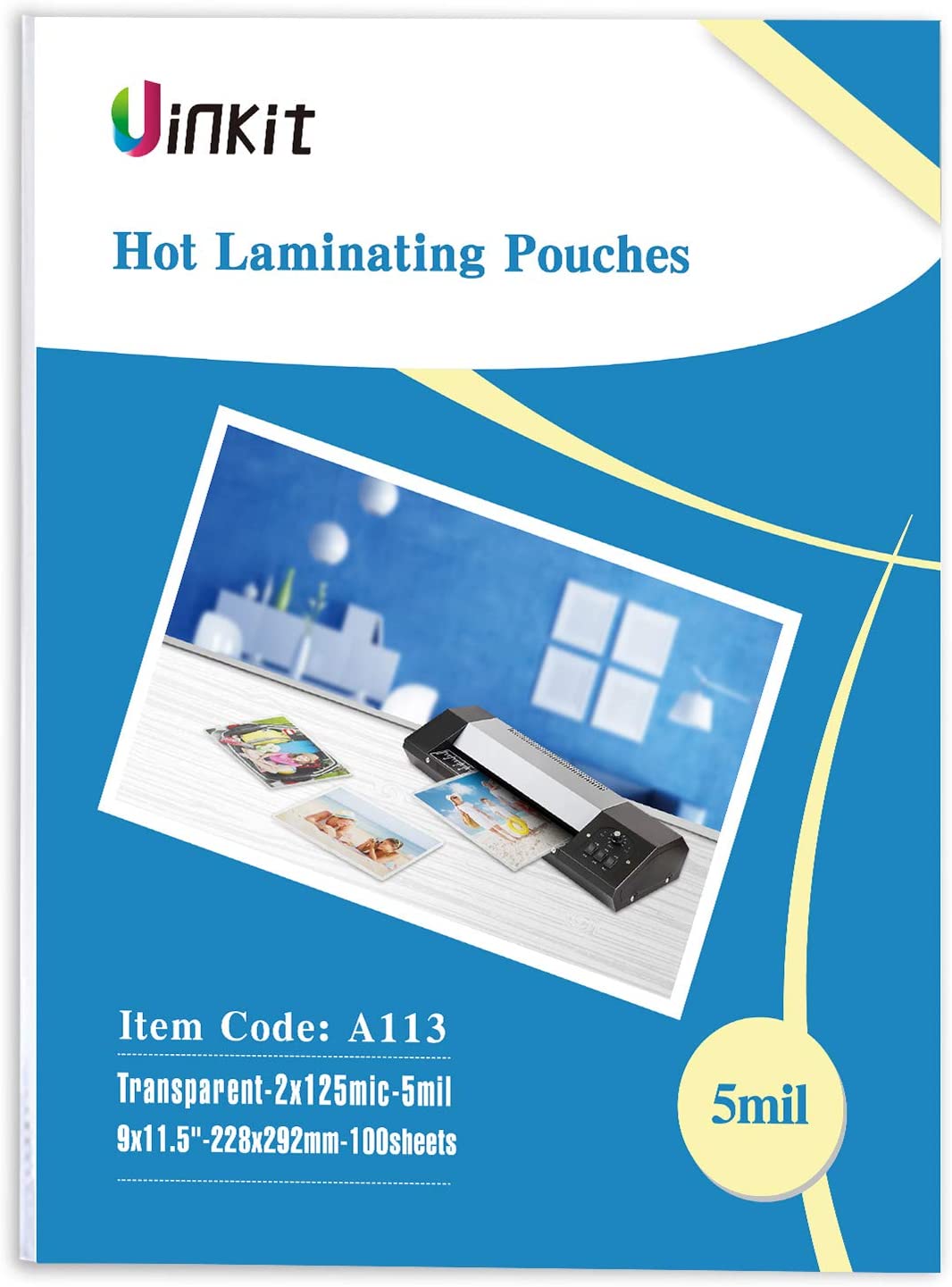 Uinkit Hot Thermal Laminating Pouches 5Mil Thick  9x11.5 inches  For Sealed 8.5x11"  