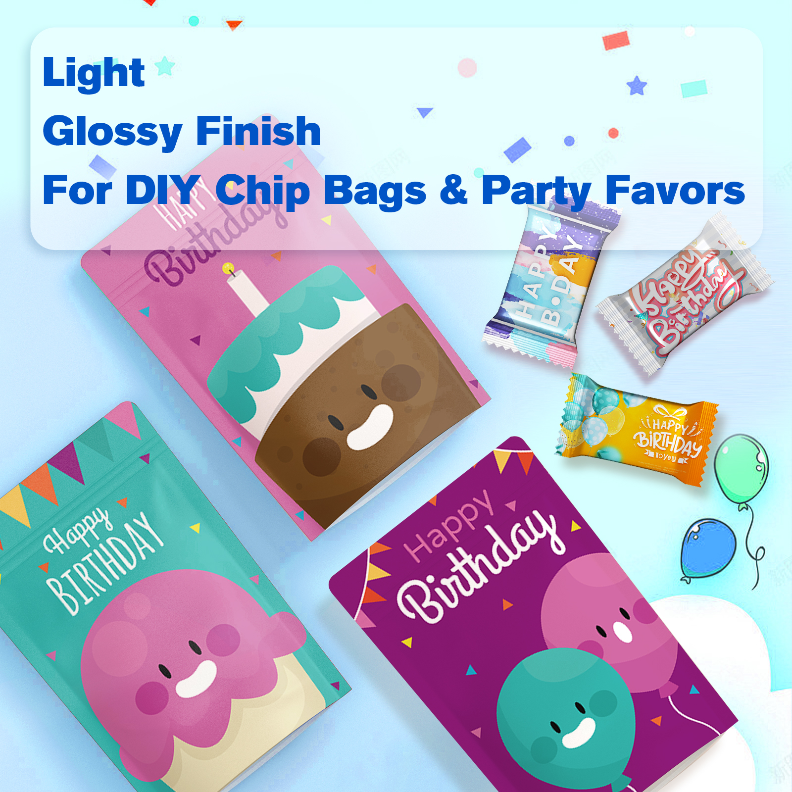 1Thin Paper Glossy Print Inkjet 8.5x11 36lb DIY Chip Bag Party Favors 