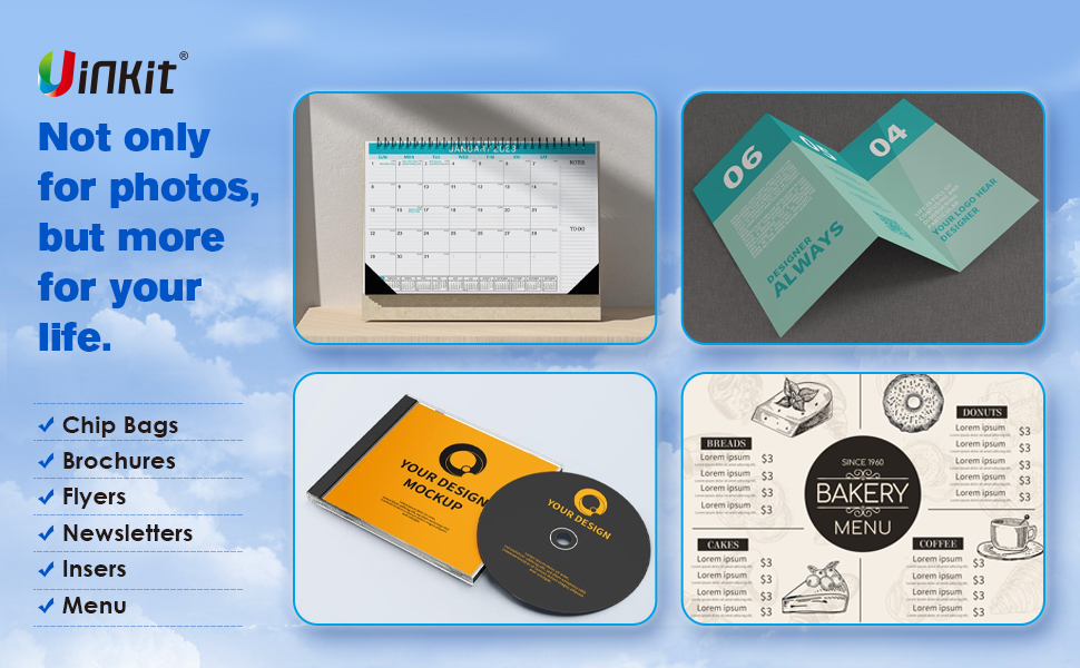 Uinkit 100 Sheets Inkjet Photo Paper Glossy 8.5x11 49lbs Professional Photographic Paper180Gsm 