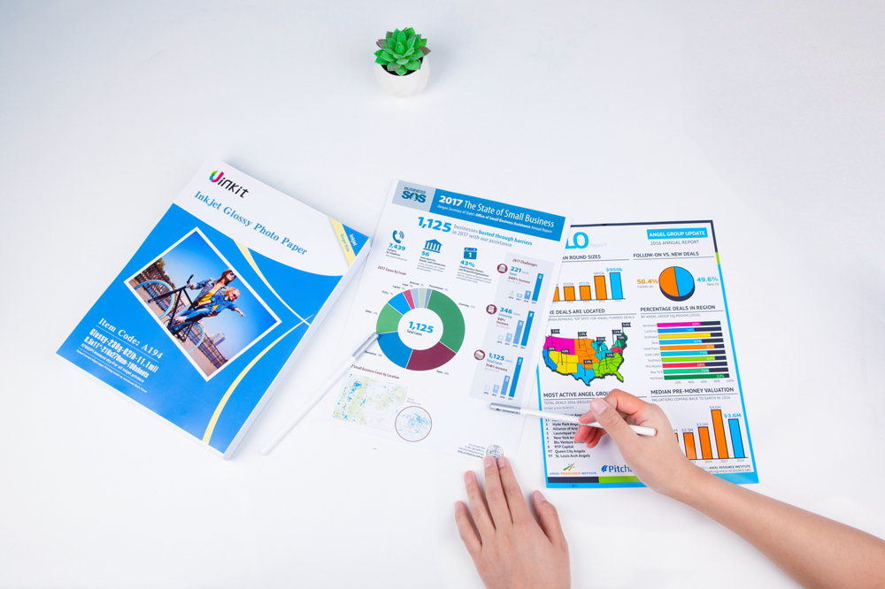 Uinkit Inkjet Photo Paper Glossy 11x17 / 8.5x11 size 230Gsm Thick  Heavyweight Brochure Pictures 