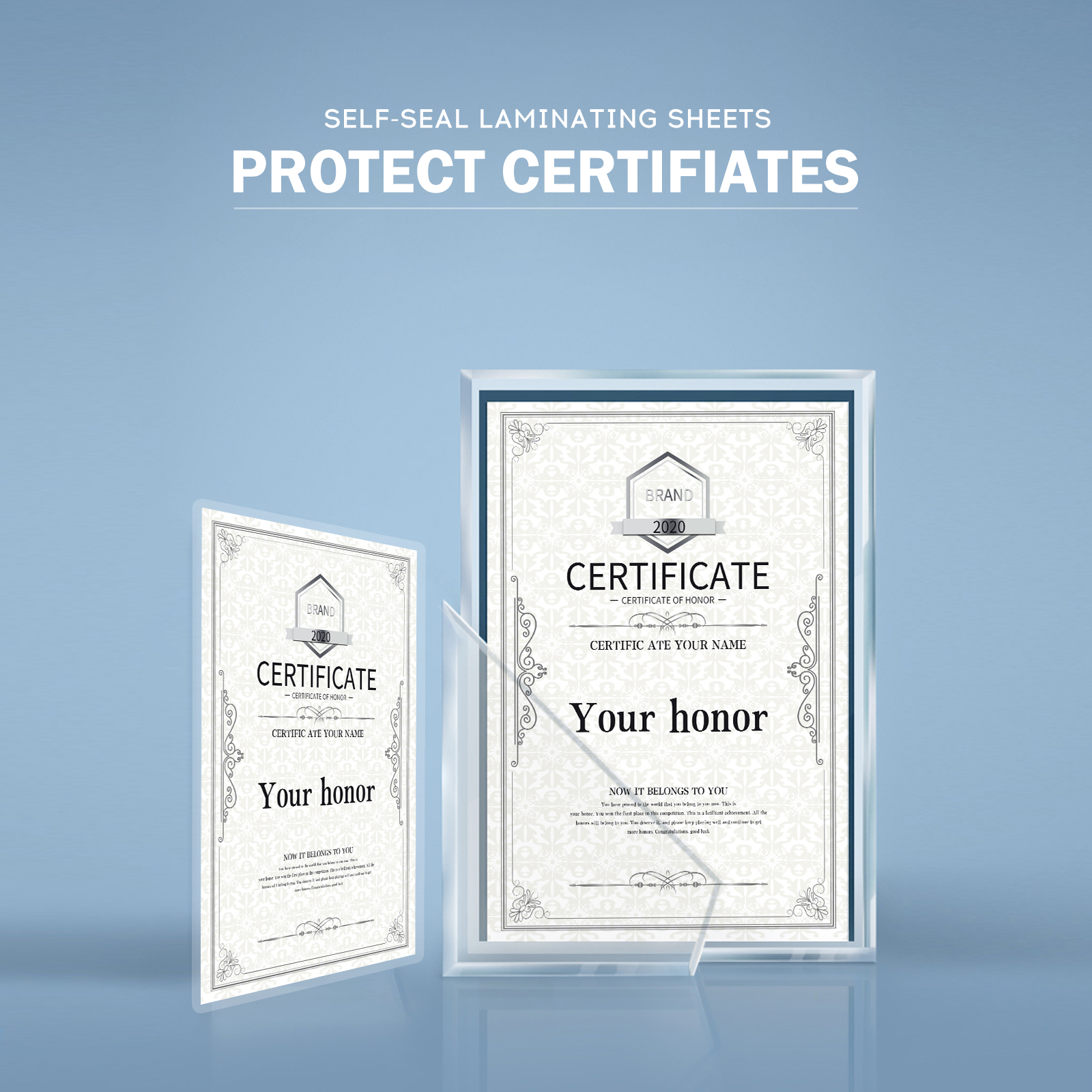 Uinkit Self Sealing Laminating Pouches Self Adhesive Laminating Sheets  2.6x3.9 / 10 x11.5 Size 10Mil Thick Gloss Finish No Machine Need (2.6x3.9Inchesx50Pack)