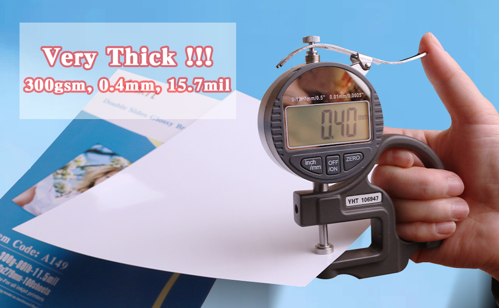 100 Sheets Thick Heavyweight Photo Paper Double Sided Glossy Cardstock 80lb 300Gsm Brochure for Inkjet printer