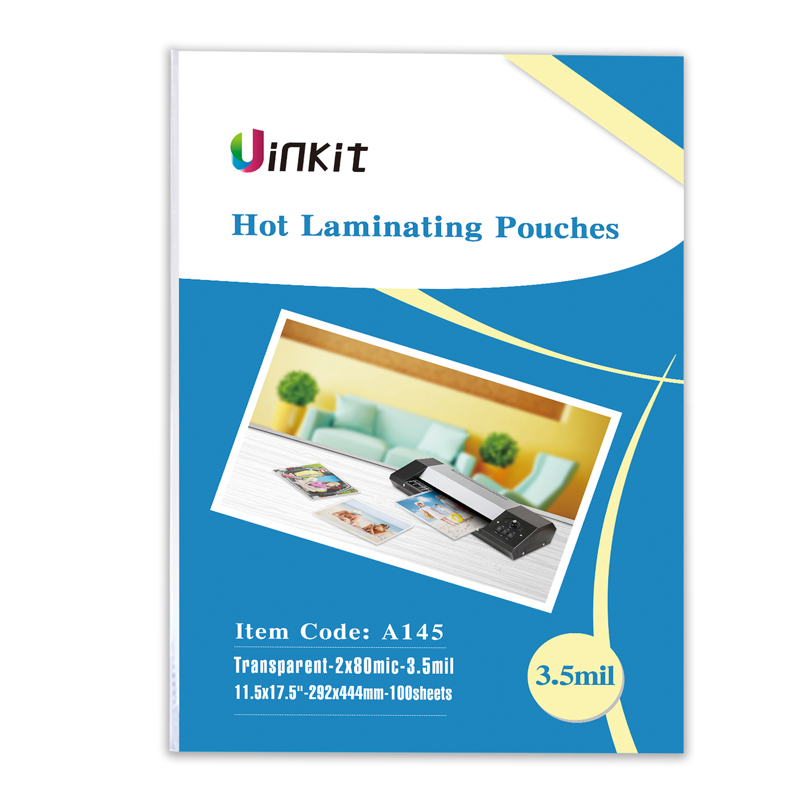 Uinkit 11.5x17.5 Hot Thermal Laminating Pouches  Packaging Laminator Sheets 100 Sheets Pack 3.5Mil for Sealed 11x17 Inches Document