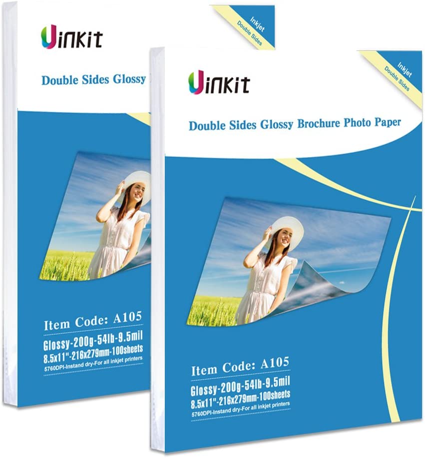 100 Sheets Double Sided Glossy Photo Paper Inkjet 8.5x1153 lb, 200gsm 