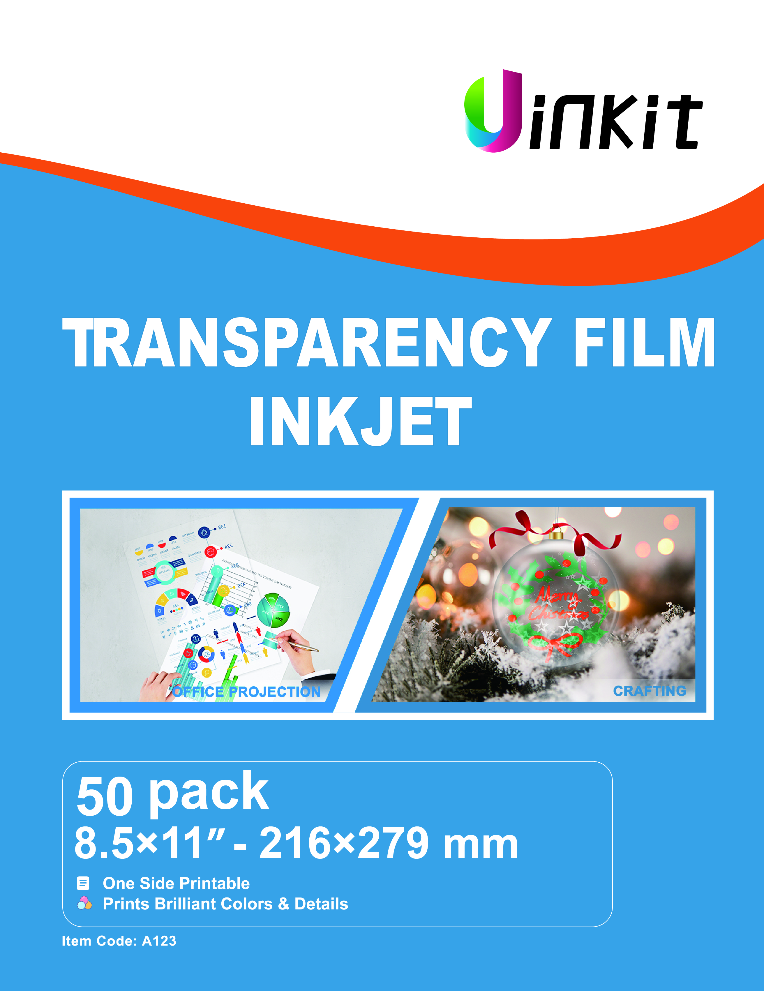 Optiazure Transparency Film Overhead Projector Film for Laser Jet Printer and Copier Letter Size 100Pack Sheets, Transparent