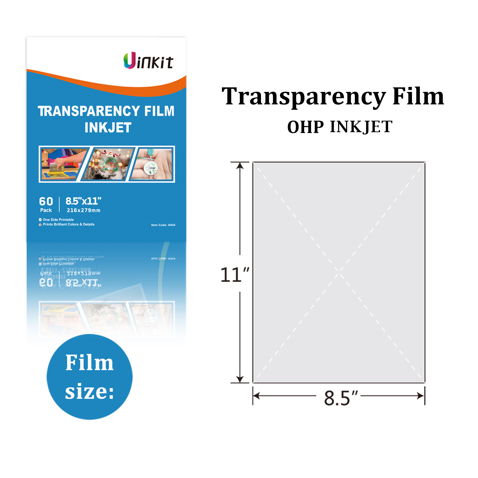 Inkjet Transparency Film 8.5x11 100% Clear Silk Screen Printing Color